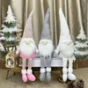 Julstickad lång hatt Faceless Doll Elf Toy Christmas Party Pendant Plush Gnome Dolls Xmas Tree Drop Prydnadsdekorationer