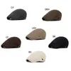 Men Classic Cotton bill Flat Beret Cap British Style Solid Color Retro Newsboy Cabbie Driving Hunting Adjustable Painter Hat15920621