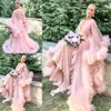 2020 Roze Dames Robe Kimono Zwangere Partij Nacht Sleepkleding V-hals Lange Mouwen Dames Badjas Sheer Nachthemd Prom Bruidsmeisje Shawel