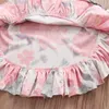 Baby Christmas Clothes Girl Dress Sets Senaste Sommar Nyfödd Baby Girl Set Girl Sling + Oregelbundna Blomkjol Hårband 3 Pieces Outfits