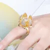 뜨거운 판매 오픈 할 수있는 폐회 가능한 성격 W0Momen의 개방형 반지가 풀 지르콘 힙합 다이아몬드 반지