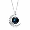 12 constell time Gem pingente colar prata lua vidro cabochão colares para mulheres crianças moda jóias vai e presente de areia