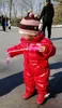 Rusland Winter Kinderen Meisjes Jongens Snowsuit Jumpsuit Baby Witte Eend Donsjassen Overall Kinderen Echt Wasbeer Bont Capuchon Rompertjes Y81516388