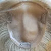 13x15cm Mono Base Hair Topper for Women Platinum Blonde 60 Virgin Russian Slik Top Clip في قطع Toupee Extensions6628218
