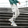 Diseñador de la marca Spring Hip Hop Joggers Hombres Pantalones Harem Negros Cintas multibolsillos Hombre Pantalones de chándal Streetwear Casual Mens Cargo Pants278V