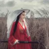 Geizige Brimhüte Chinesische Antike Hut Frauen Hanfu -Kappe mit langem Schleier weiß roten schwarzen Douli Cosplay Requent