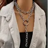 Bijoux punk exagéré long anneau multicouche personnalisé chaîne épaisse collier hip hop coeur de pêche