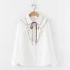 Корейский стиль шифон блузка женщины с длинным рукавом осень топы блузки повседневная старинные уличные белые офисные рубашки CamiSas Mujer