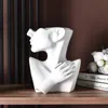 Vase en céramique créatif nordique tête humaine abstraite demi-corps pot de fleur arrangement de fleurs visage humain décoration de maison moderne 234M