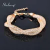 Sinleery Luxury 2 Layer Cross Mesh Armband med mousserande kristall inuti Women Girl Fashion Jewelry 2 Color SL068 SSH254R