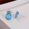 Simple Female White Oval Opal Earrings Trendy Silver Color Pineapple Stud Earring Dainty Zircon Fruit Wedding EarringsFor Women5615078917