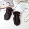 Kid's Gloves Fur leather gloves sheepskin fur mitts child mitts winter warm children girls boys286a