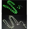 Luminous Rosary Cross pendants necklaces Beads vine long style sweater chain Catholic Jesus jewelry fashion 10pcs4903020