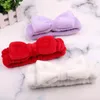 Mulheres de lã de coral lã Bow Hair Band Solid Color Wash Face Maquia