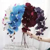 8 heads 105cm Big Artificial Flower Branch Orchid Phalaenopsis Black Burgundy Wedding Home Decor flowers Potted orchid Whole231g