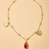 Huatang Boho Crystal Water Drop Schmetterling Anhänger Halskette für Frauen schöne Gänseblümchen Langkette weibliche Kragen Juwely am Hals5684056