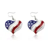 미국 깃발 7월 4일 심장 드롭 귀걸이 미국 국기 심장 모양 귀걸이