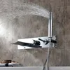 ROLYA Wholesale New Arrival Wall Mounted LED Waterfall Bathtub Faucet Tub Filler Bath Tap