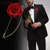 HUISHI Flower Pin Men Fashion Male Suits Gold Leaves Rose Camellia Brooches Corsage Collar Flowers Needle Chain Handmade Lapel265g