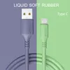 2.4a Liquid Silicone Micro USB-kabel USB Typ C Kabel Mobiltelefon 1m 2m Snabb Laddning USB Laddare Kabel för Samsung
