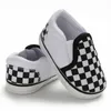 PUDCOCO حديثي الولادة Baby Boy Girl Crib Plaid Print Canvas Pram Shoes Prewalker Anti Slip Slip Soft Sole Sneaker 0-18m