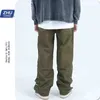 Erkek Kot Mektup Matkap Katı Renk Sokak Yan Düğmesi Düz Pantolon Gevşek Geniş Bacak Kadınlar / Erkek Giysileri Streetwear Zhuchao1