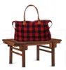 Large Plaid Handbag Red Black Plaid Bags Large Capacity Travel Tote PU Handle Sport Fitness Yoga Storage Unisex Plaid Handbag Bolso