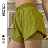 Lose Yoga-Shorts mit Reißverschluss, 4 Schrittlänge, gewebt, gefälschte zweiteilige Outfits, Sport, Fitness, Laufen, aktive Booty-Hose2465787