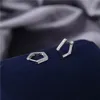 Small tiny Rhinestone Pentagon hoops earring 925 silver for women geometry sleep huggie hoop earrings gold color2938461