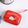 도매 만화 붉은 광장 지퍼 제로 지갑 동전 가방 이어폰 크리스마스 산타 클로스 금속 스토리지 박스