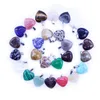 Fancy Heart Natural Stone Gemstone Pendants Högpolerade lösa pärlor Silverpläterad Hook Fit Armband och Halsband Blandat HHC1275
