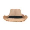 Женские соломенные кепки 2020, НОВАЯ модная летняя шляпа от солнца Fedora с необработанными полями, регулируемая летняя шляпа, пляжная праздничная кепка для девушек1644875