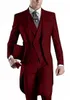 Manhã Estilo Men Suits Burgundy Noivo Smoking pico lapela Groomsmen Wedding Best Man 3 Pieces (Jacket + Calças + Vest + Tie) L599