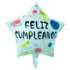 18 بوصة الإسبانية ساحة FELIZ CUMPLEANOS نفخ بالونات عيد ميلاد الحزب بالون القلب ستار زينة الهليوم بالون احباط الطفل الميلاد