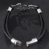 Personality Stainless Steel Scorpion Bracelet Men Jewelry Black Leather Bangles Magnet Buckle Male Wrist Band PD0477237E