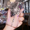 Fashion luxury rhinestone diamond crystal camellia flower clear transparent phone case for iphone 11 pro max x xr xs max 6 7 8 plus