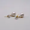 Boucles d'oreilles de perle de dames vintage blancs naturels perles baroques femmes039 boucles d'oreilles en or