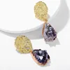 2021 Ins Fashion Gold Hammered Stud Earring for Women Girls Waterdrop Drusy Dangle Earring Druzy Earrings Jewelry