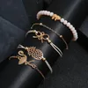 Moda Boho Charm Chain Bracelets Set Woman Gold Bowknot Animal
