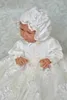 Robes de première Communion en dentelle blanche, avec des Appliques de bijoux, robes de baptême avec Bonnet, vêtements pour bébés et enfants, 2021