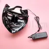 LED Black Face Mask Stitches Purge Horror Scary El Neon Strip Light Acenda Brilho em Plástico Fantasia Escuro Cosplay Festa do Partido