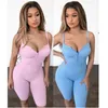 Kvinnors Jumpsuits Rompers Women Playsuit Sexy Zipper V-Neck Ärmlös Sling Shorts Jumpsuit Kvinna Sommar Solid Färg Femme Leotard Stret