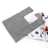 Lyx tvåsidor Rhinestone Totes Väska för Kvinnor Letter Aluminium Mesh Crystal Bling Afton Bag för telefon plånbok handväska