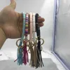 nouveauté offre spéciale en gros bricolage à la main boho perles d'argile porte-clés grand bracelet long daim gland porte-clés