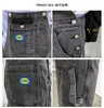 Jeans masculinos Uncledonjm jeans do jeans masculino com lege de macacão solteiro jean macacão de um pedaço de um pedaço de fita solta b01-gra1