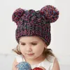 Cappelli a maglia per bambini all'uncinetto Pom Pom berretti cappello intrecciato adorabili gemelli da doppia palla cappuccio caldi etegne per bambini Cappelli di lana di lana headg2095313