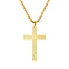 Stainless steel scriptures Cross pendant Necklace Gold chains women mens fashion jewelry will and sandy gift