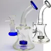 Liten Glass Hookah Dab Rigs Recycler Oil Rig Bubblers Blue Purple Bong Water Pipes med 14 mm fog