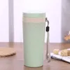 10oz Double couche incassable à l'eau de la bouteille de bouteille de bouteille d'eau étanche épreuve brève jus bière tasse en plastique paille de blé boire tasse à café