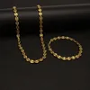 Earrings & Necklace Men's 8mm Puffed Mariner Link Chain Bracelet Set Gold Silver Color Hip Hop Punk Jewelry For Men 22 5cm An268c